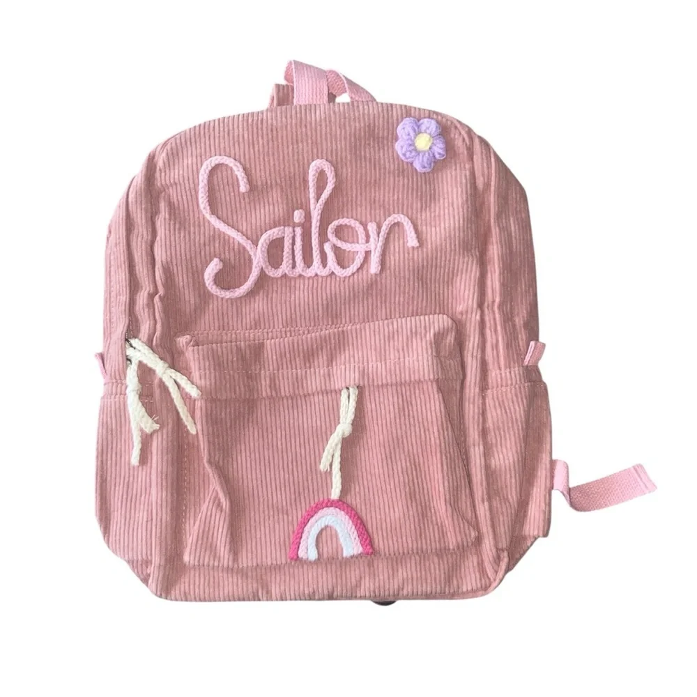 NWOT Pink Corduroy Kids Backpack E31